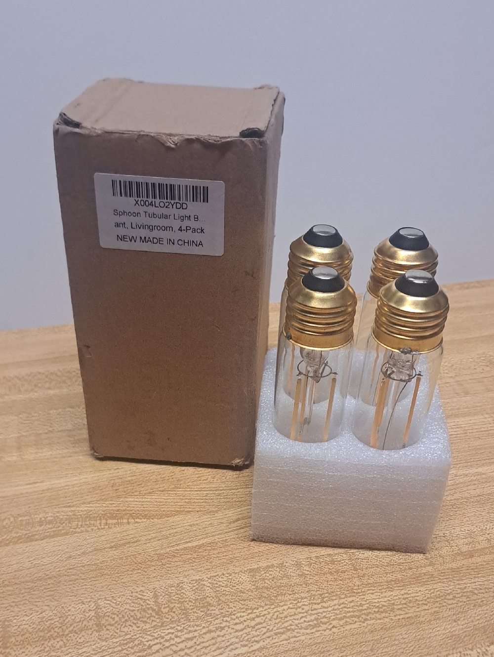 Clear Tubular Appliance Bulbs with Gold Bases - Pack of 4